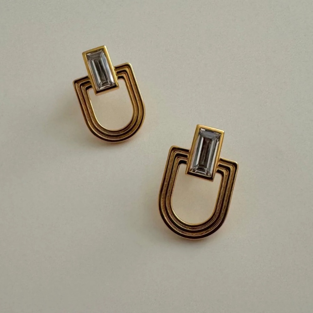 Elegant Gold and Silver Geometric Earrings